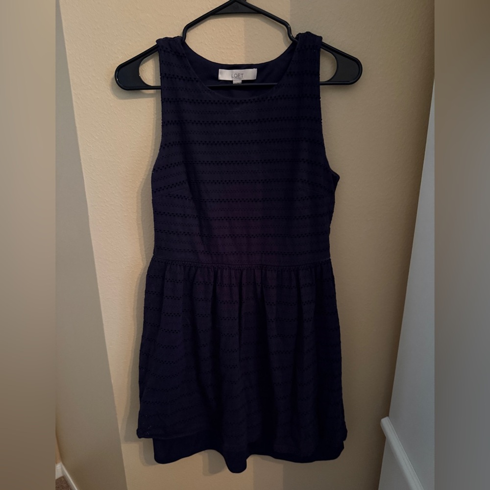 Loft Navy Eyelet Dress